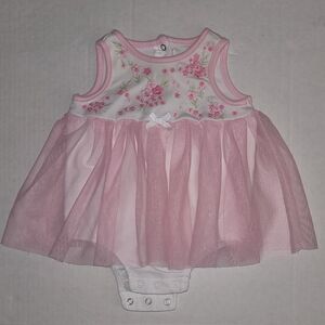 Little Me 6 month one piece onesie flow skirt floral pink white